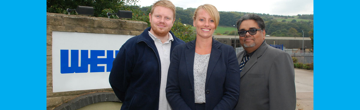 The university's Professor Rakesh Mishra (right) with Weir's Matthew Charlton and Joanne Hirst