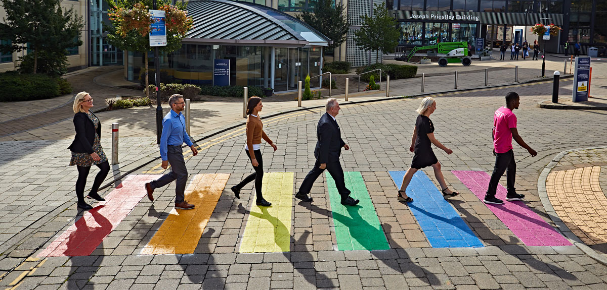 LGBTQ+ zebra crossing at the University