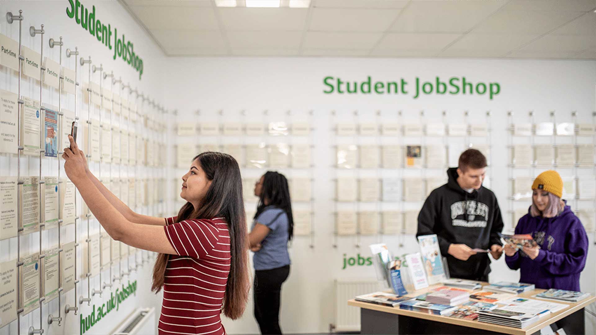 A student looks through JobShop vacancies in the Careers Centre